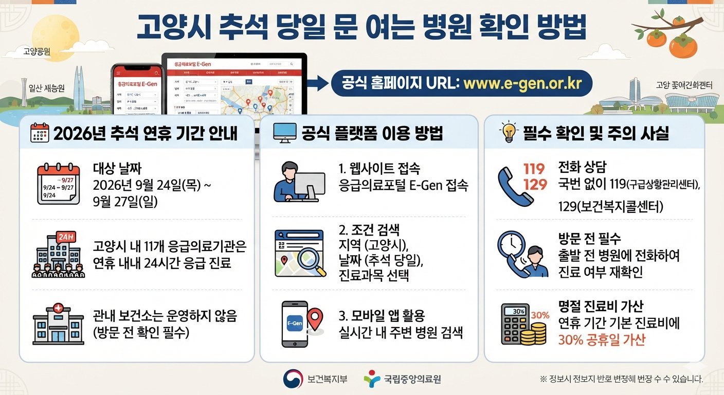 고양 추석 당일 문 여는 병원 어디서 확인?