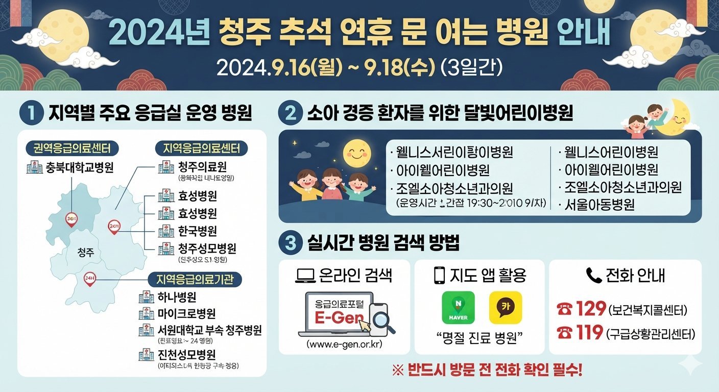청주 추석 문 여는 병원 찾기